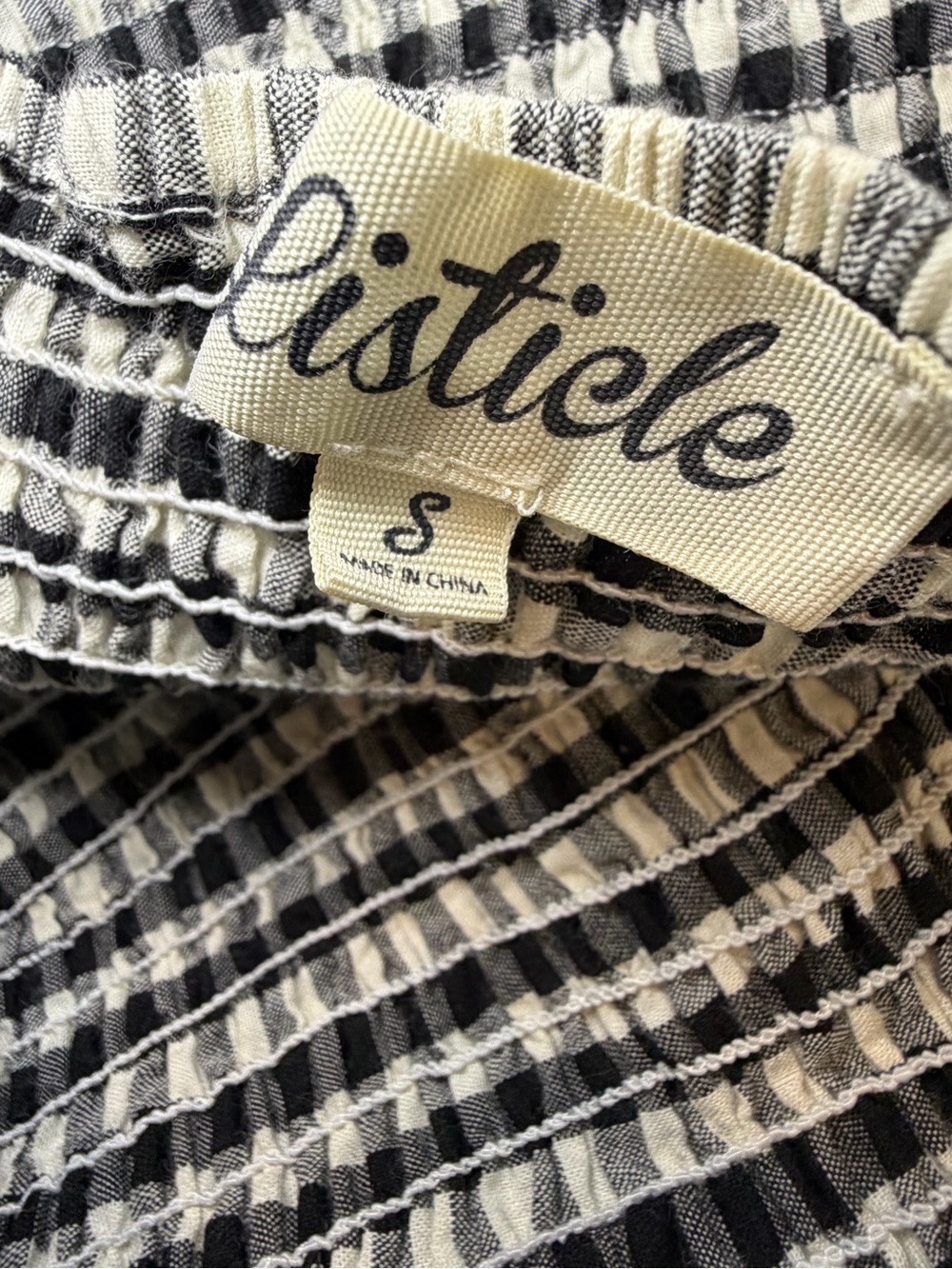 100% Cotton Black & White Gingham Tie-Shoulder Maxi Dress - Picture 11 of 12